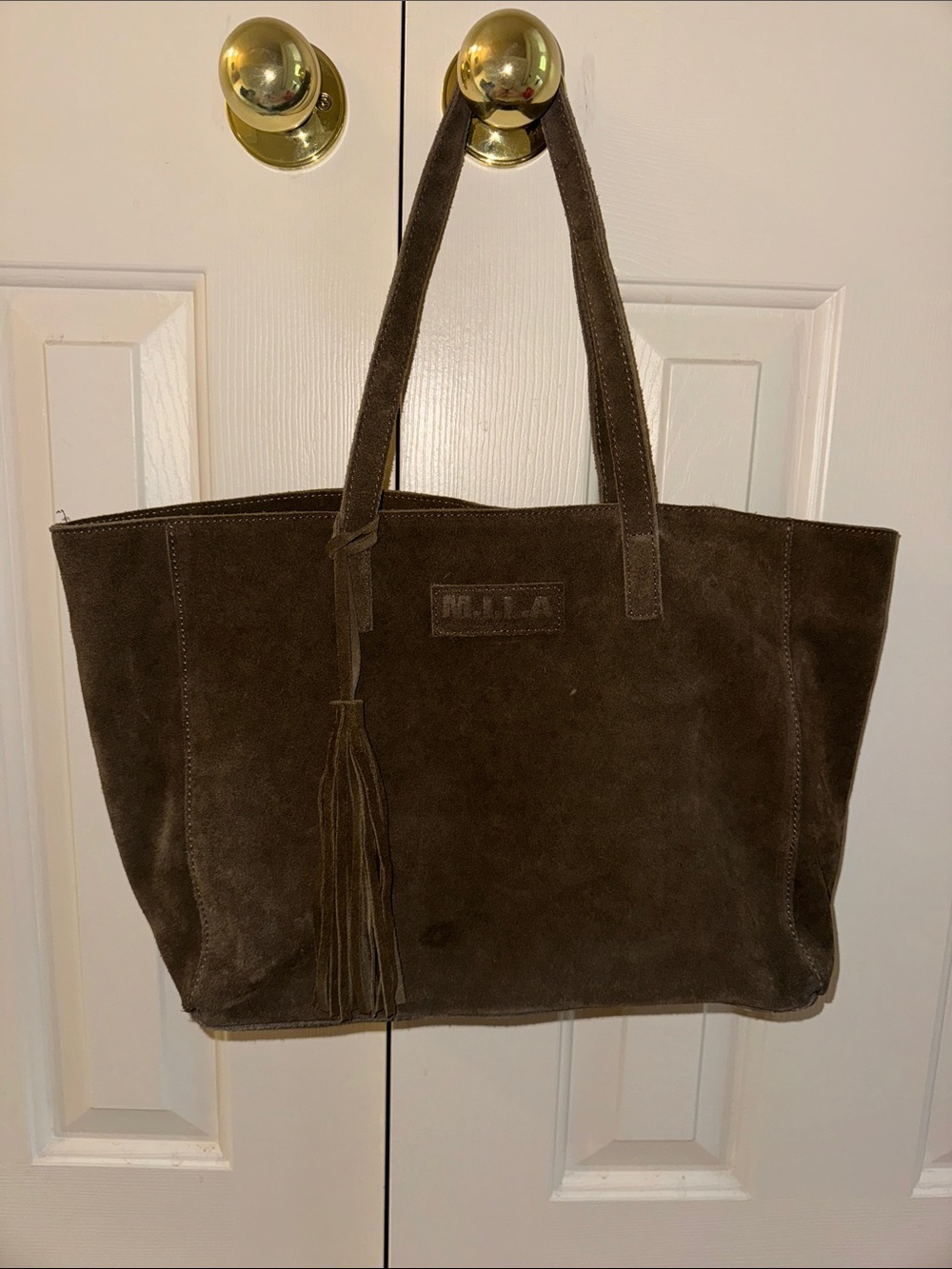 Mila Suede Tassel Tote Bag - Brown